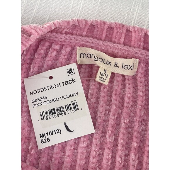 Margaux & Lexi Girls Pink Ribbed Snowflake Pullover Holiday Sweater Sz M New - Picture 5 of 7
